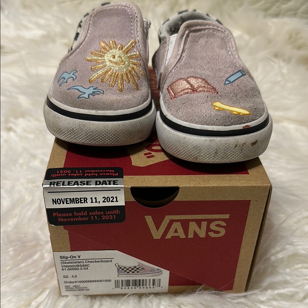 Vans toddler girls Slip-On Sneakers - with Stateistan Collab with box